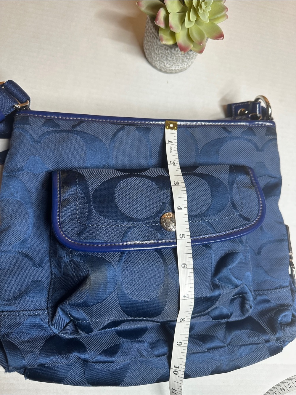 Coach Navy Signature Nylon Crossbody Bag - Picture 16 of 16
